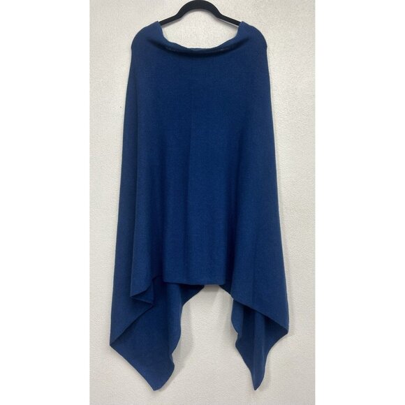 Soft Surroundings Poncho Sweater 100% Cashmere Size XL Blue Waterfall Cape Shawl - Picture 1 of 7